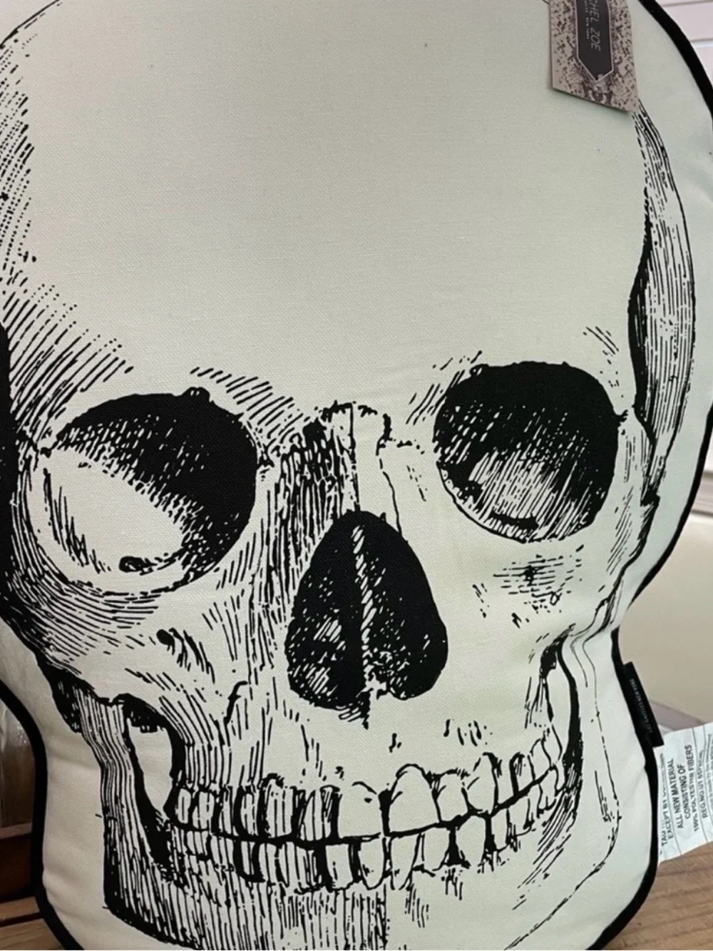 Rachel Zoe Black and White Skull Accent Pillow